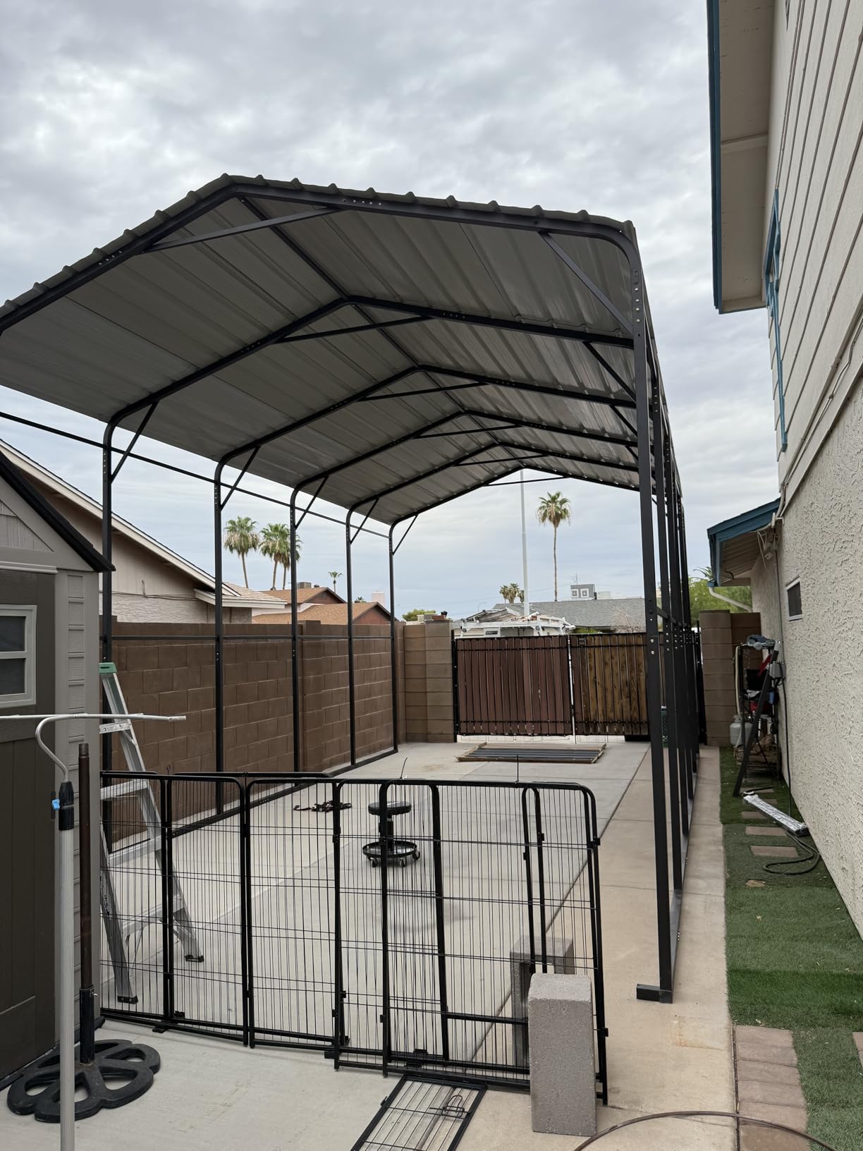 GREEN PARTY 10 x 20 ft Metal Carport Kits with Galvanized Steel Roof, Heavy Duty Metal Carport Canopy, Outdoor Car Tent Metal Garage Shelter for Car, SUV, Truck and Boats, Grey customer photo 1