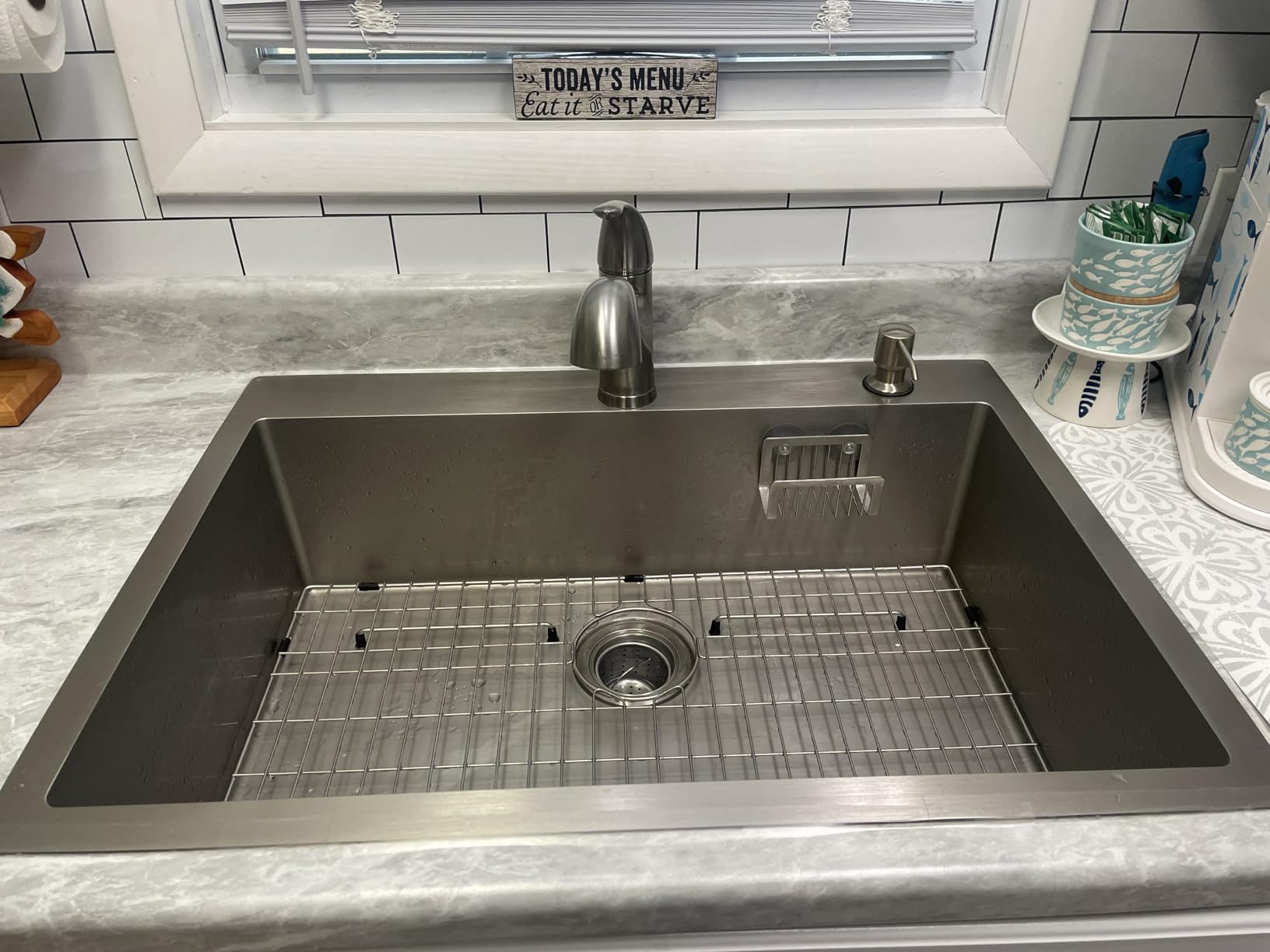 ATTOP 33 Inch Large Double Bowls Drop in Kitchen Sink, Nano Coating Stainless Steel Handmade Topmount Kitchen Sink customer photo 2