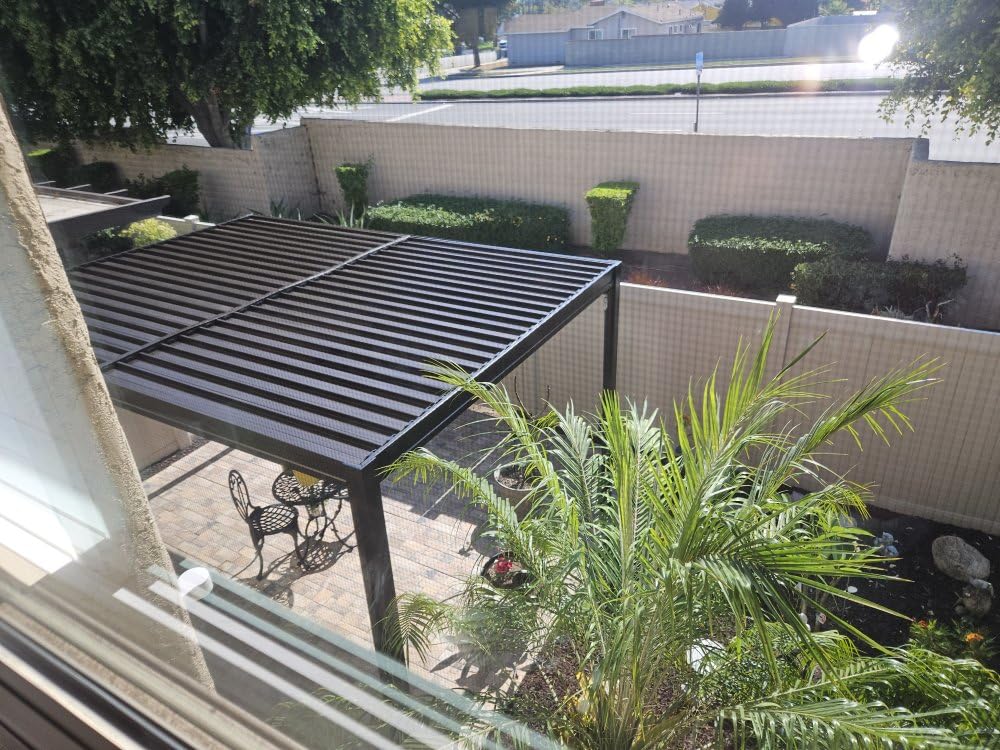 Domi Louvered Pergola 10x20, Outdoor Metal Pergola with Adjustable Roof and Drainage System, for Patio, Backyard, Deck, Espresso Brown customer photo 2
