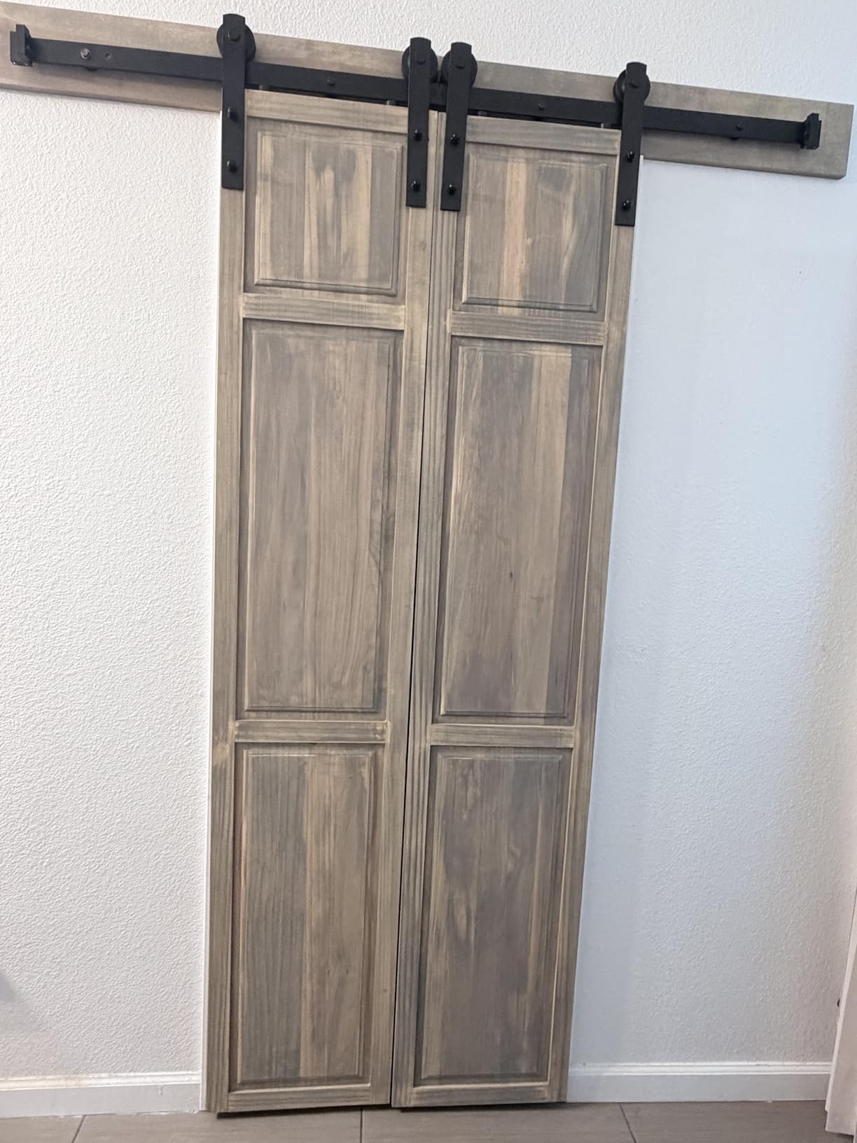 SMARTSTANDARD 8.2 FT Double Barn Door Hardware Kit - Heavy Duty, Smooth and Quiet Sliding Operation - Easy to Install with Step-by-Step Installation Instruction - Fits 24