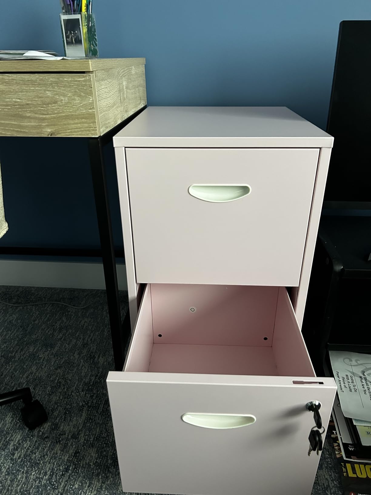 SteeLoong 2 Drawer File Cabinets,Metal Office File Cabinet with Lock,Black Filing Cabinets for Home Office,Vertical Modern File Cabinet Office Two Drawers for Hanging Letter,Assembly Required customer photo 1