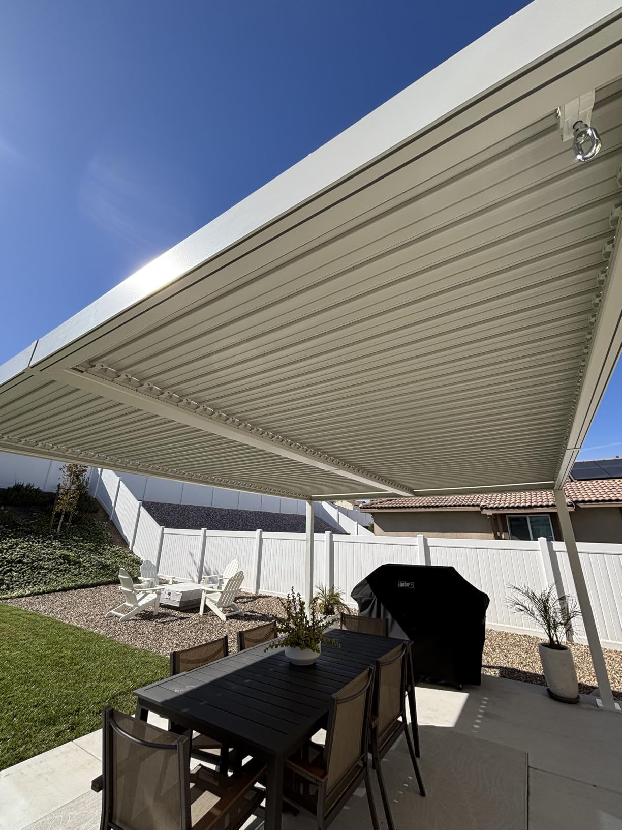 Kozyard Outdoor Louvered Pergola 12' x 16' Sun Shade Weather-Resistant Aluminum Patio Shelter with Drainage System Adjustable Louvered Roof Rain-Resistant for Poolside Balcony Patio Garden White customer photo 1