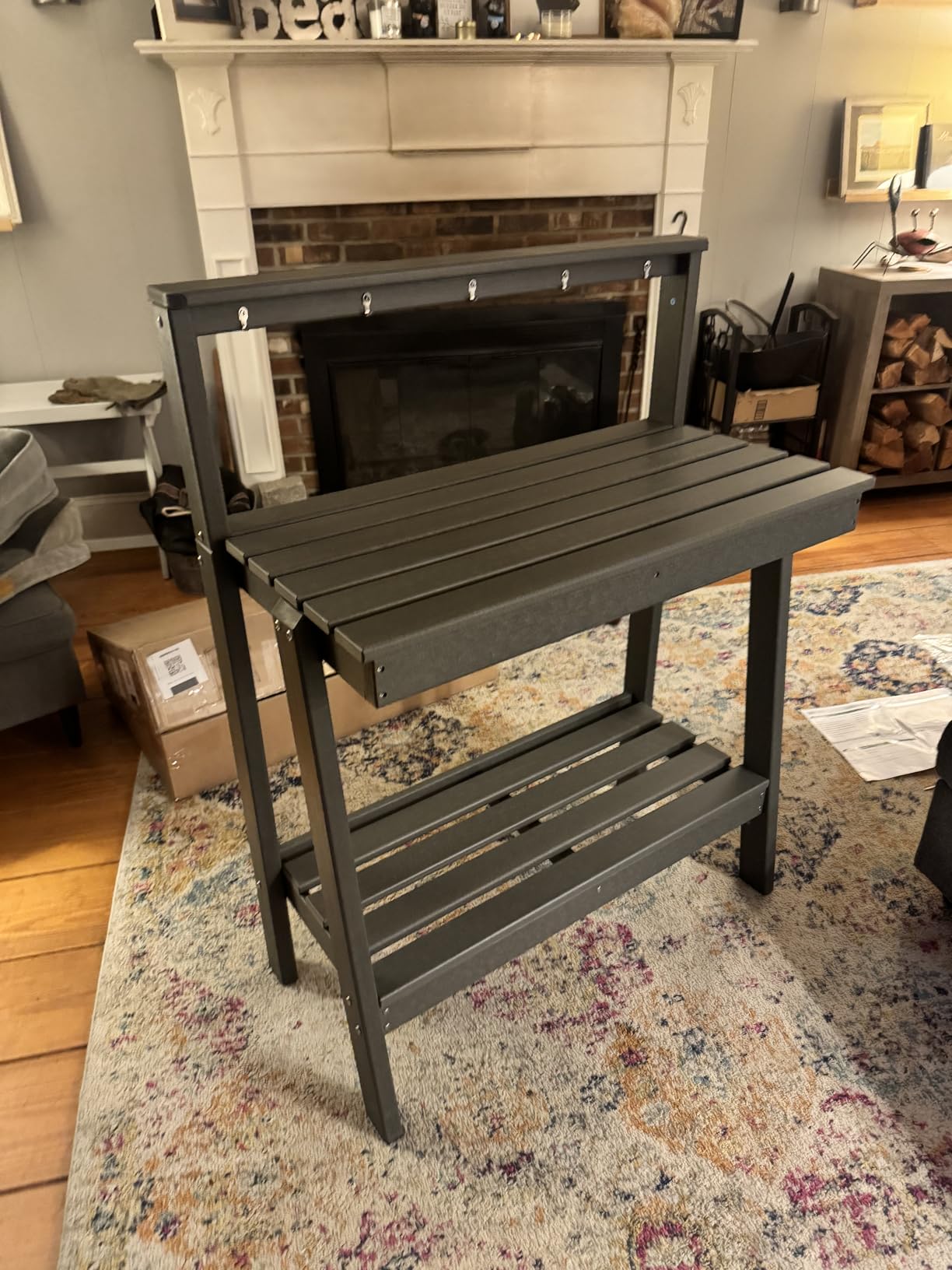 SERWALL Outdoor Potting Bench with Removeable Sink, Rot-Resistant HDPE Potting Table for Outside Gardening, All Weather Use - Gray customer photo 1