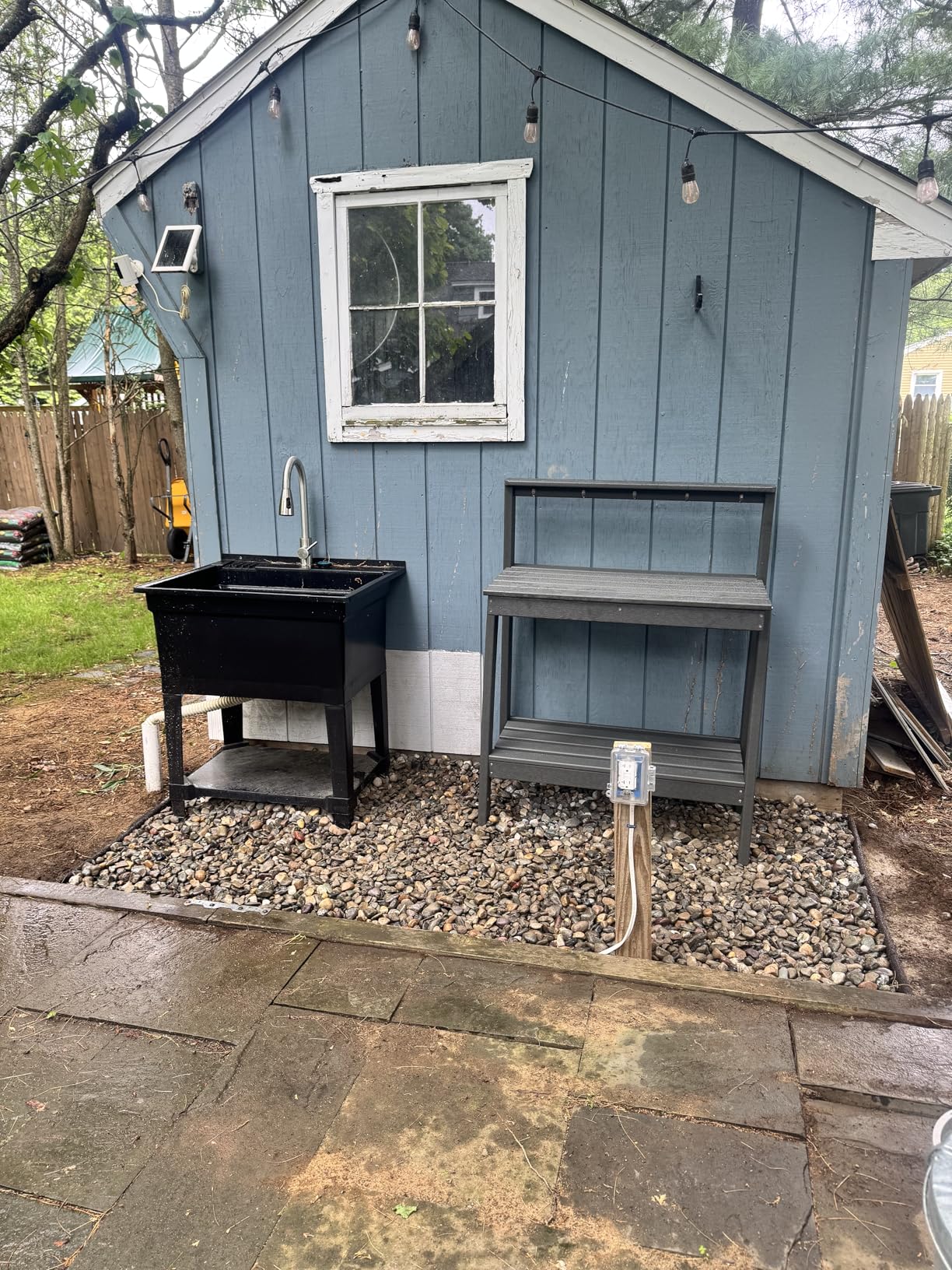 SERWALL Outdoor Potting Bench with Removeable Sink, Rot-Resistant HDPE Potting Table for Outside Gardening, All Weather Use - Gray customer photo 2
