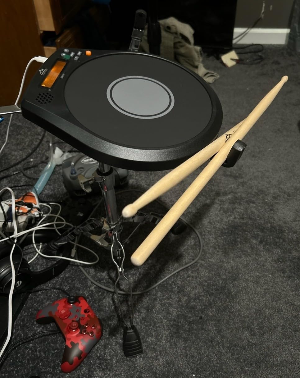 EASTROCK Electronic Practice Drum Pad With Stand, 12 Inches Portable Drum Pad, Silent Drum Electric Drum Pad With Stand customer photo 1