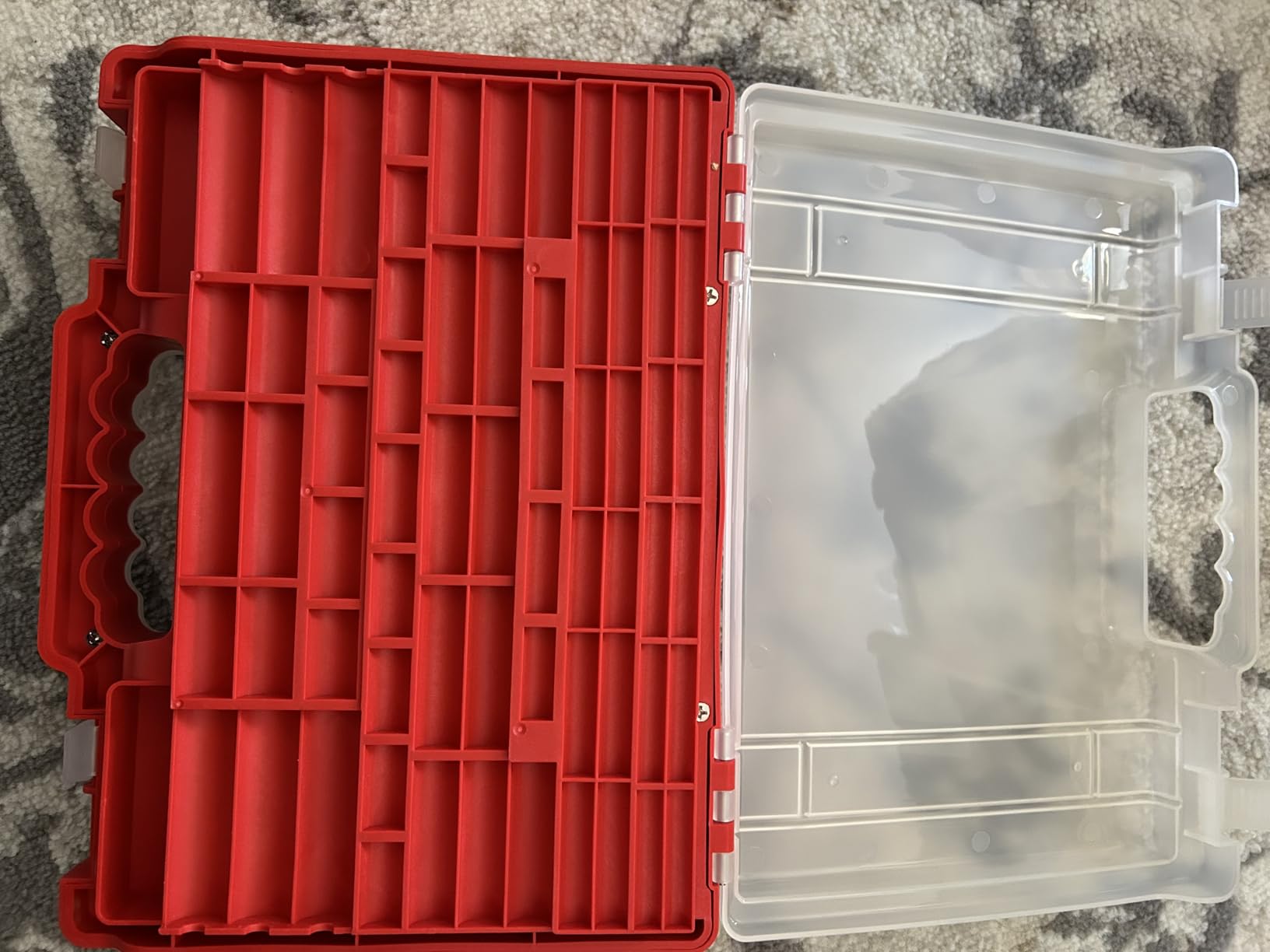 Battery Organizer Storage Holder Box Case with Tester, Stores & Protects Up to 260 Batteries, Double-Sided, Clear Locking Lid, Secure Latches & Portable Carrying Handle - Red (Batteries Not Included) customer photo 1