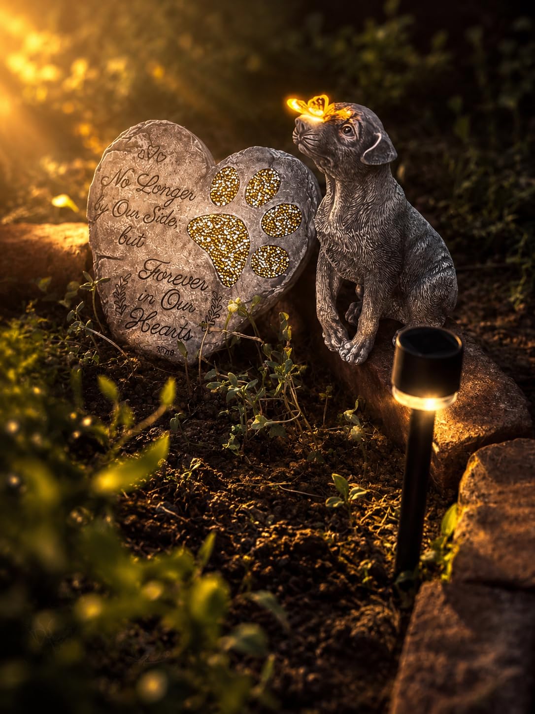Goodeco Dog Statue with Solar Butterfly - Beautifully Crafted Outdoor Decorations for Garden Yard Lawn Home Decor customer photo 1