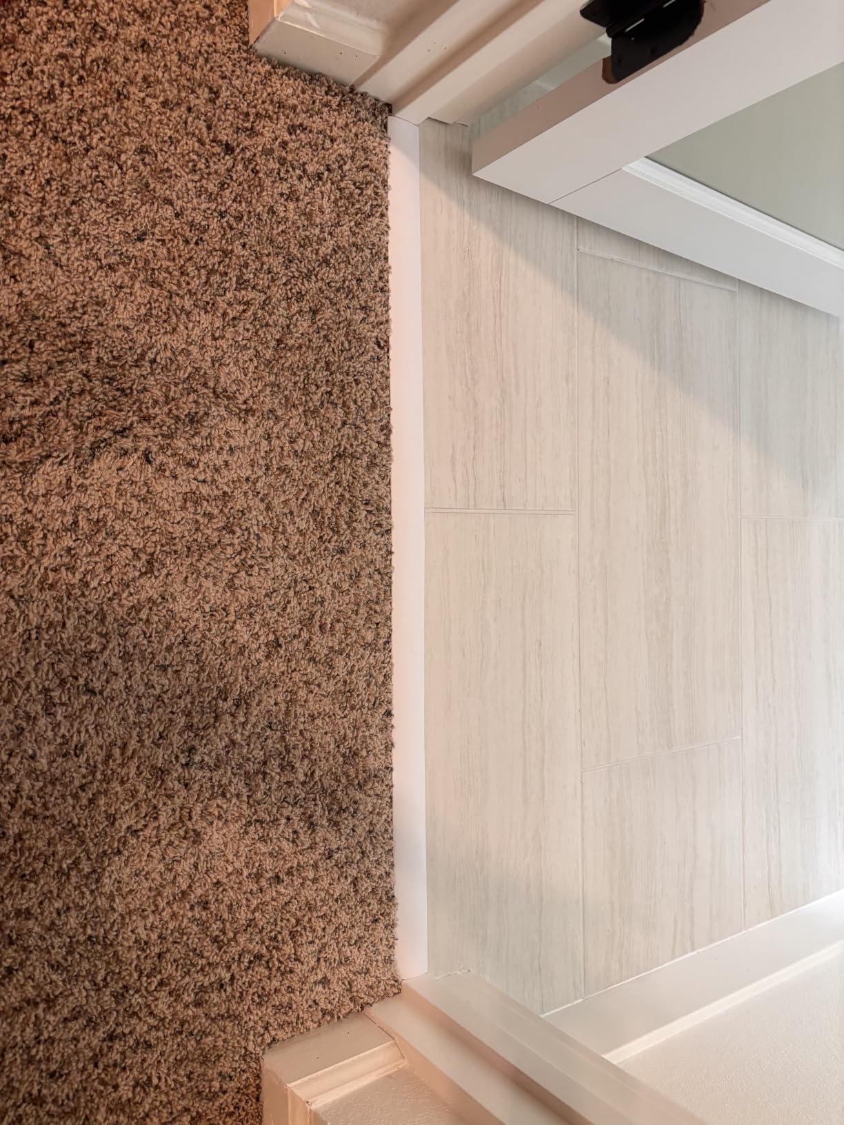 Floor Transition Strip for Carpet to Tile, Grey Wood, 4' x 1.57