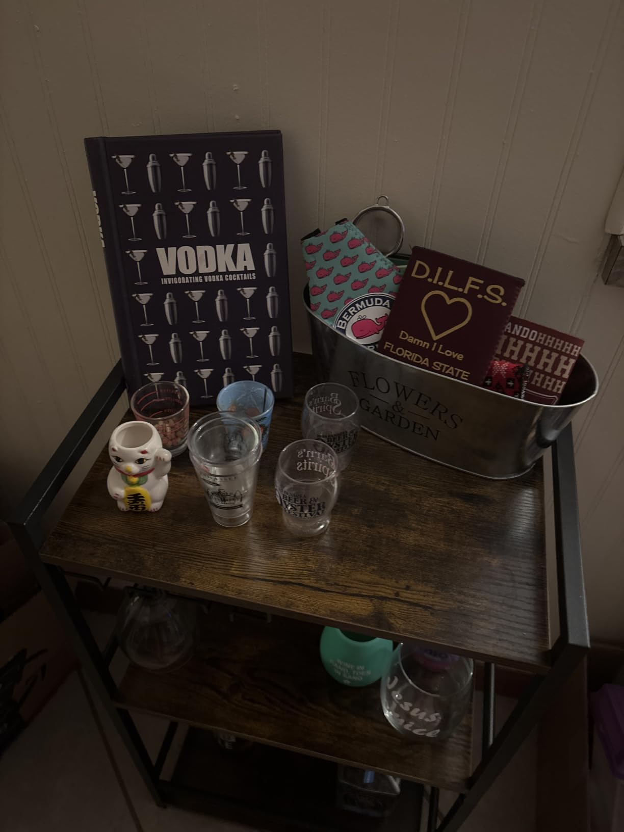 TUTOTAK Bar Cart, Home Bar Serving Cart with 3-Tier Shelf, Drink Cart with Wine Rack, Glass Holder, Rolling Bar Cart for Home, Living Room, Brown customer photo 2