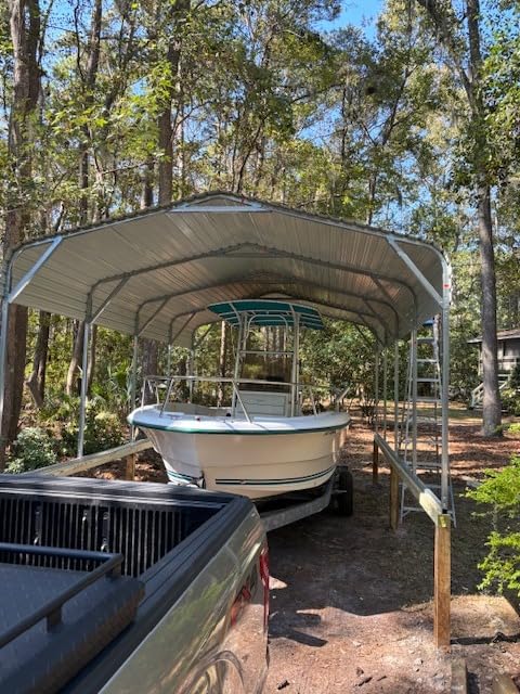Quictent 12x20 ft Metal Roof Carport Kits Hard Top Garage Heavy Duty Steel Car Canopy with Reinforced Triangle Structure, White customer photo 2