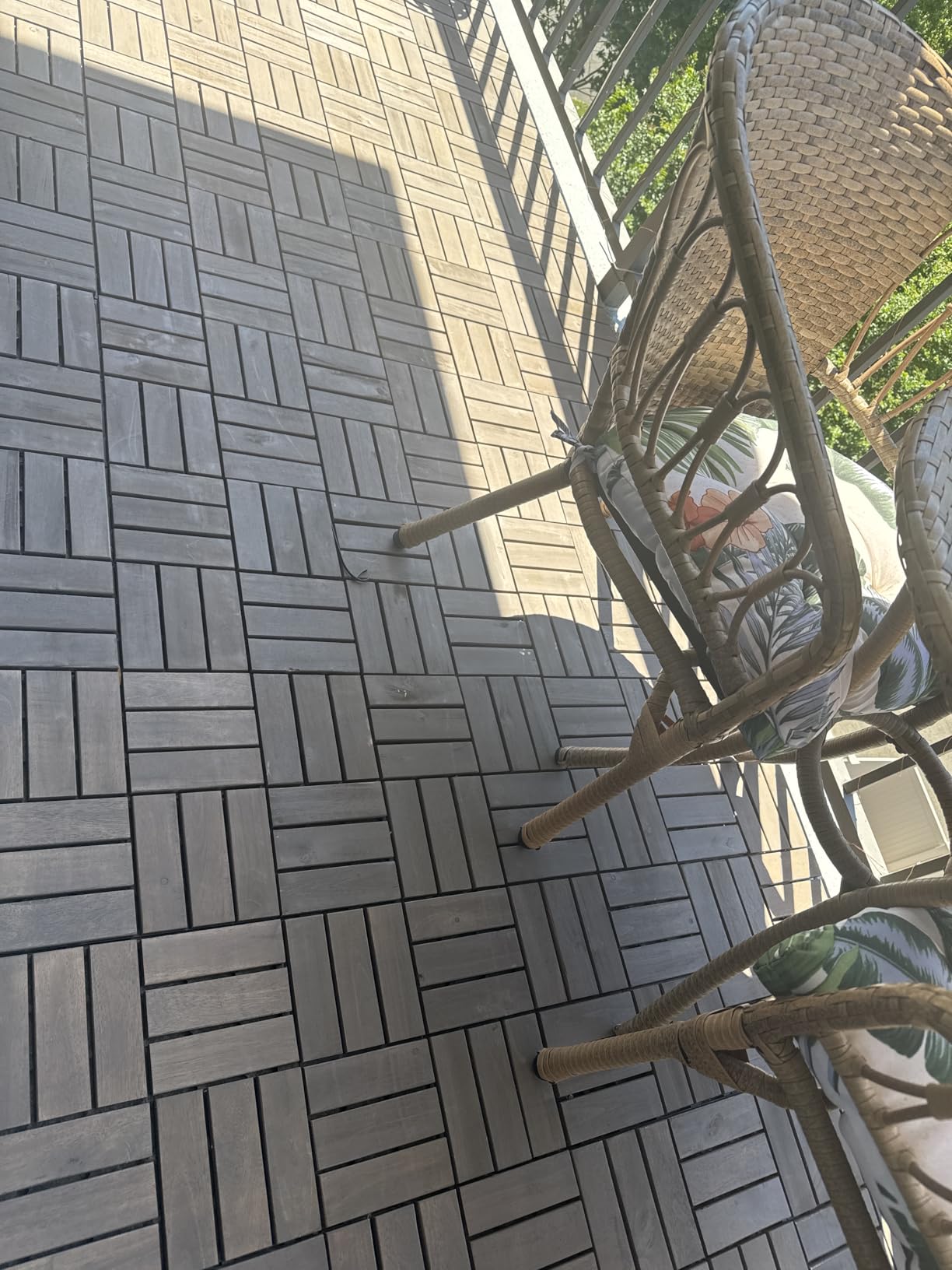 Premium Acacia Wood Interlocking Deck Tiles, 9 PCS 12
