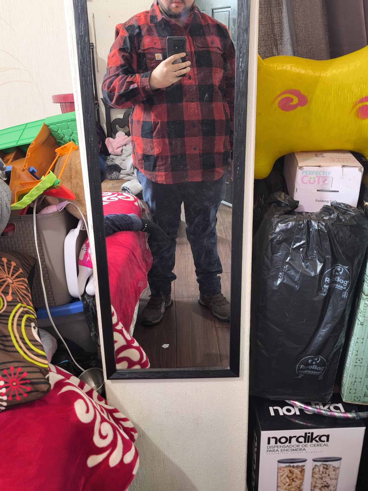 Men's Loose Fit Heavyweight Flannel Long-Sleeve Plaid Shirt customer photo 1