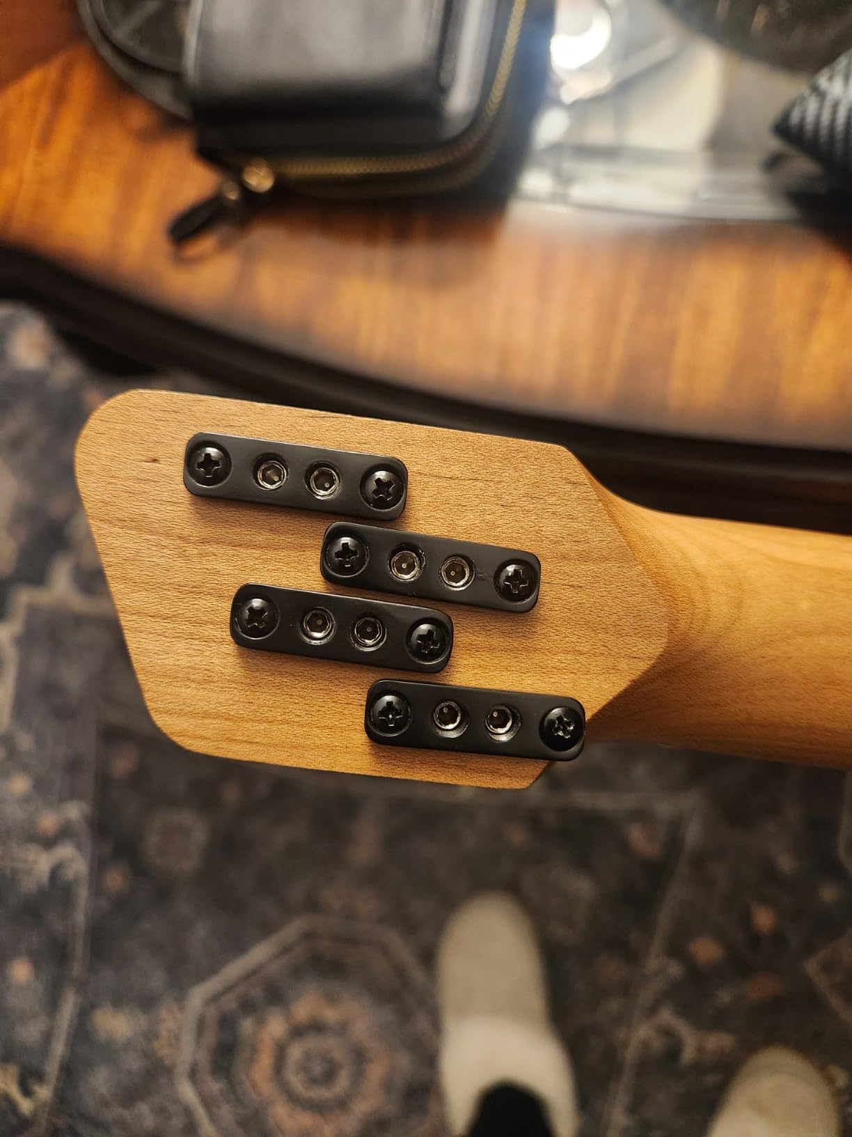 4 String Headless Electric Bass Guitar poplar body Carbon Fibre Maple neck fanned fret customer photo 2