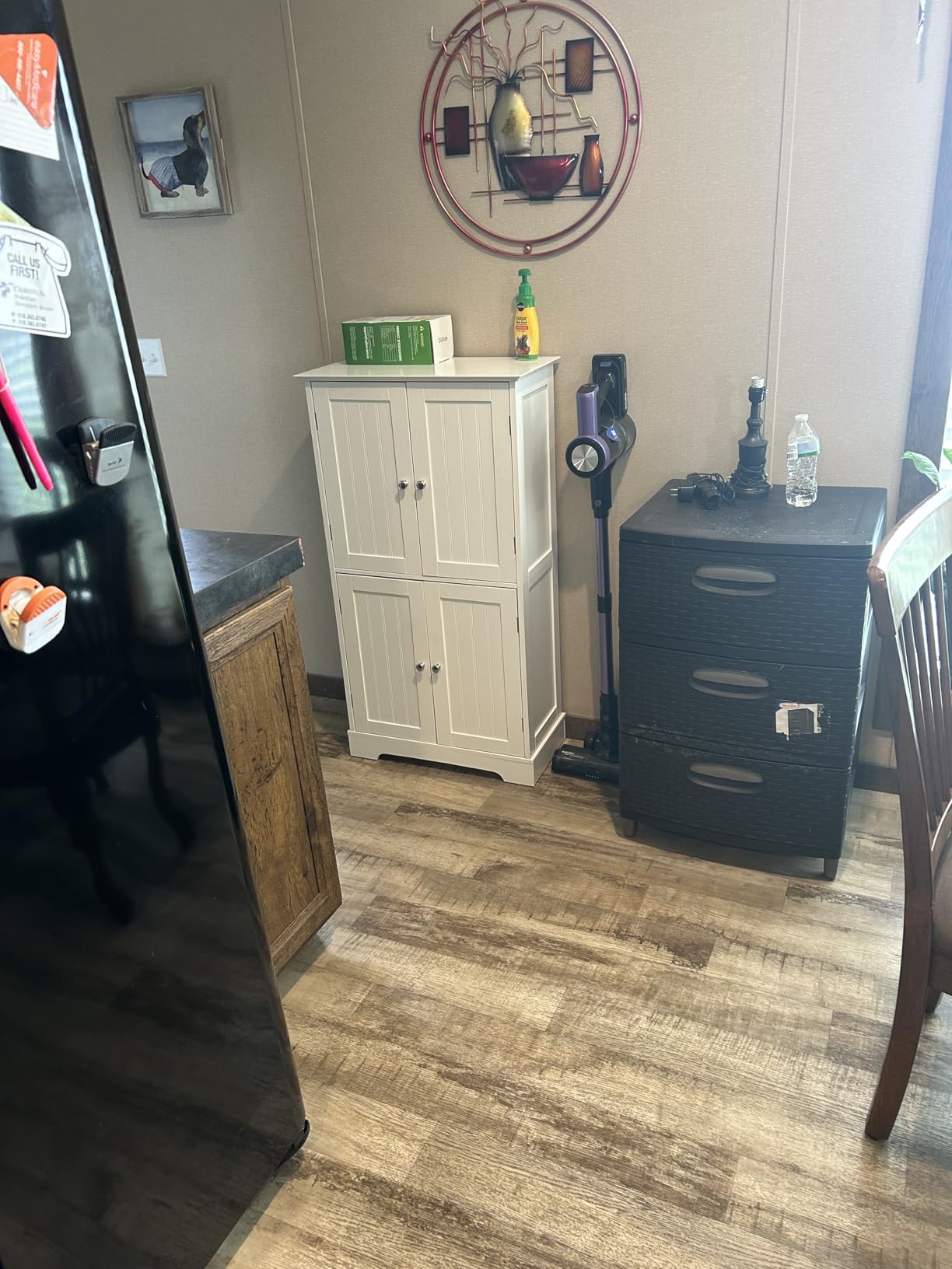 ChooChoo Bathroom Floor Cabinet, Modern Bathroom Storage Cabinet with 4 Doors and Adjustable Shelves, Freestanding Cupboard for Living Room, White customer photo 1