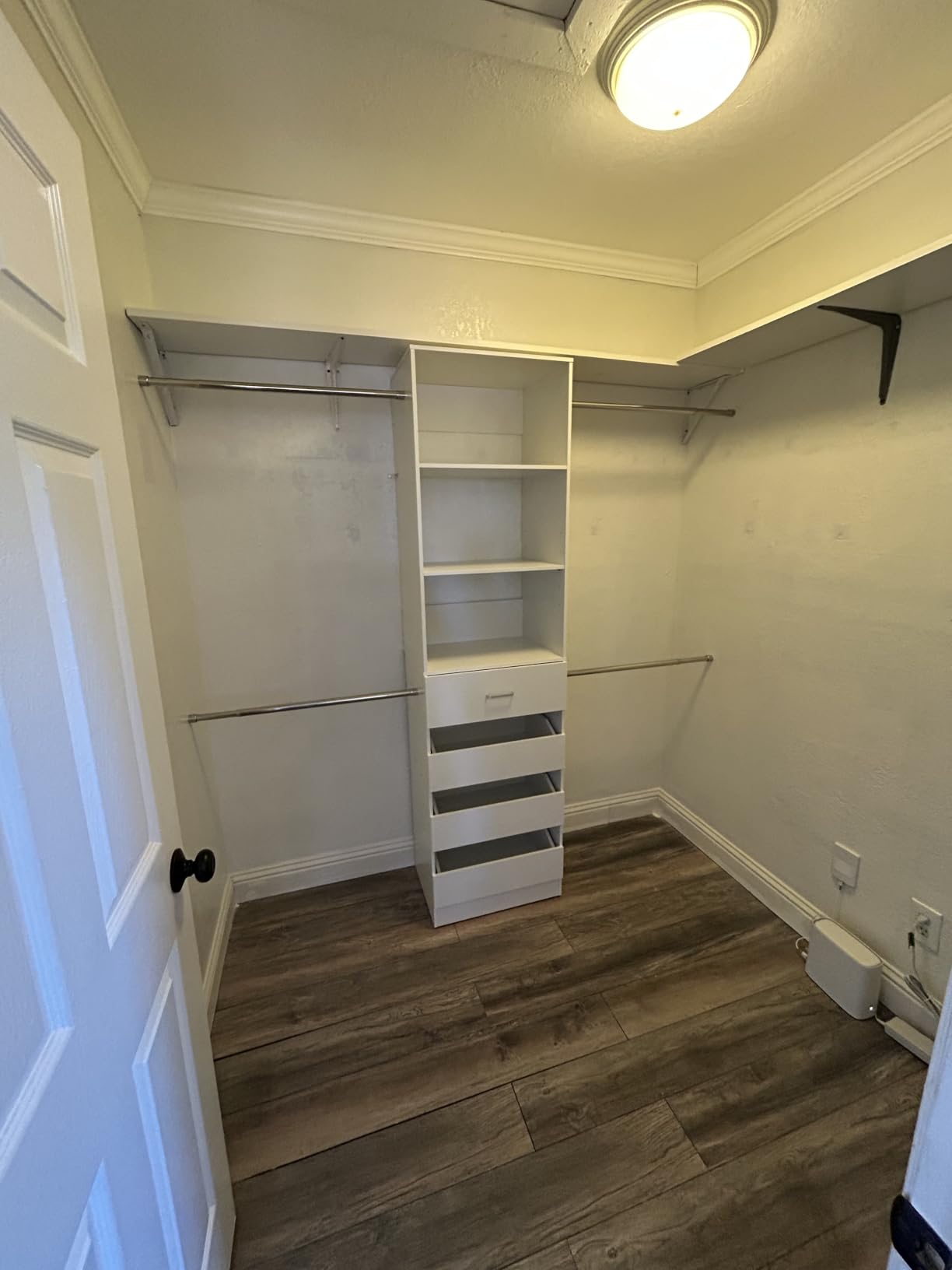 Aheaplus Closet System, 4-9Ft Closet Organizer with 4 Wooden Drawers, Wood Closet Organizer System with Tower, Walk-in Closet Organizer Wardrobe Clothes Rack with 4 Hanging Rods, Garment Rack, White customer photo 2