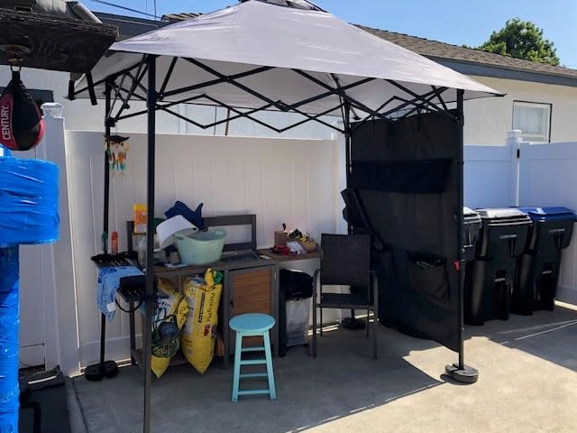 ABCCANOPY 8x5 Pop Up Grill Gazebo - Outdoor BBQ Canopy with Shelf & Sidewall, Portable Barbeque Shelter with 2 Magnetic LED Lights, Carry Bag for Patio Garden Events Picnic Grilling, Dark Gray customer photo 2