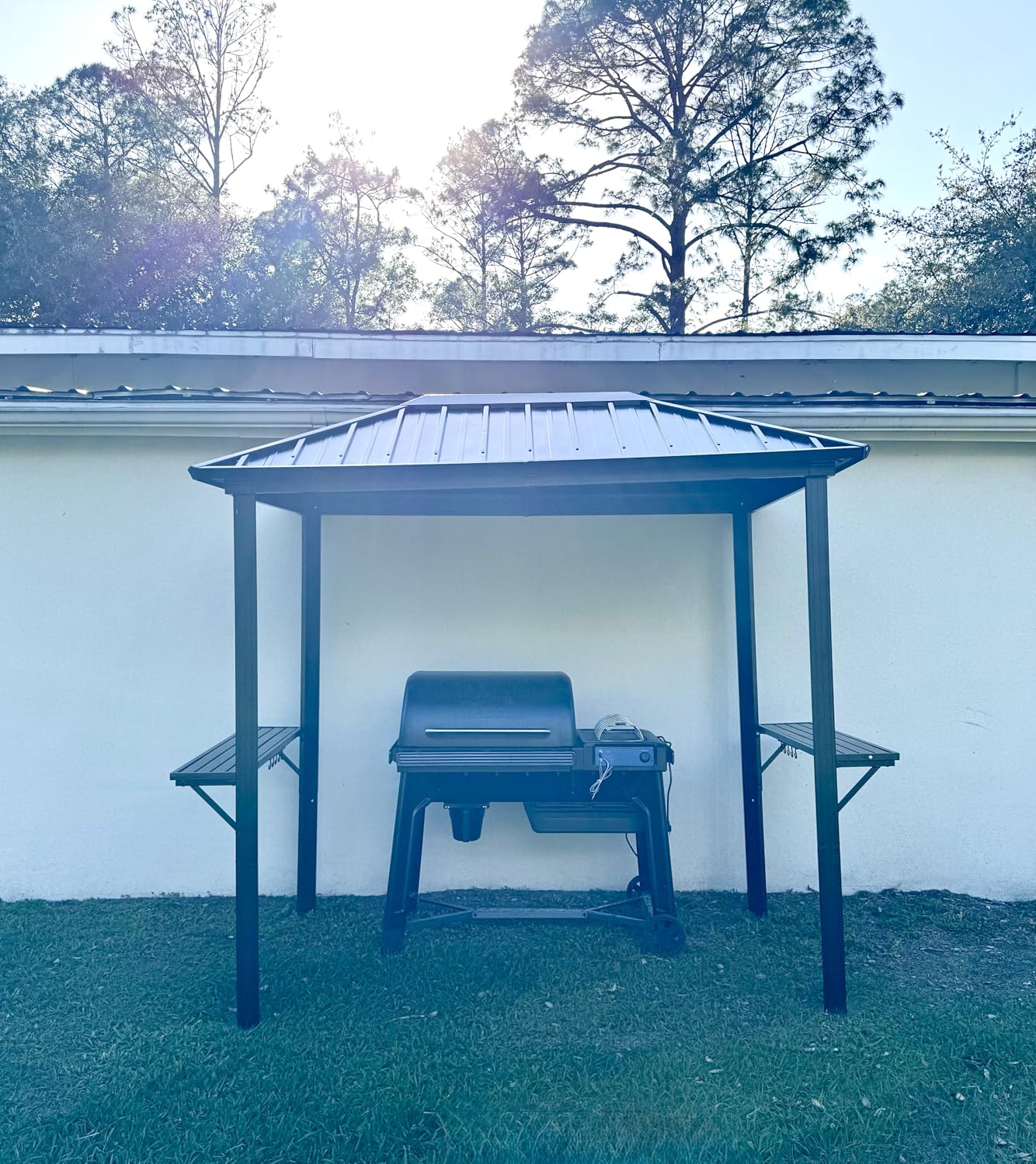 Aoxun Grill Hardtop Gazebo 5 x 8 FT, Outdoor Metal Hard Top Gazebo, Permanent BBQ Pavilion with Galvanized Steel Roof, Aluminum Pavilion with Shelves for Lawn, Garden, Patio, Backyard customer photo 2