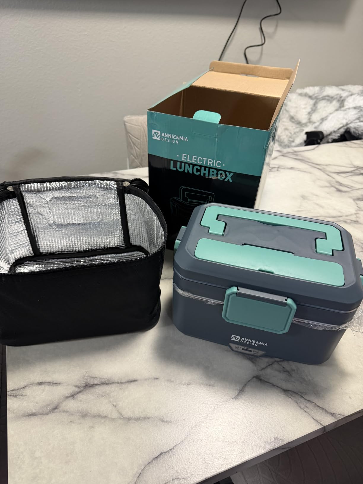 Annie & Mia Design Electric Lunch Box for Adults, 100W 3.5L 2-Layer Portable Food Warmer, Dual Mode 2.5L + 1L Heated Lunch Box for Home/Car/Office/Truck Use customer photo 1