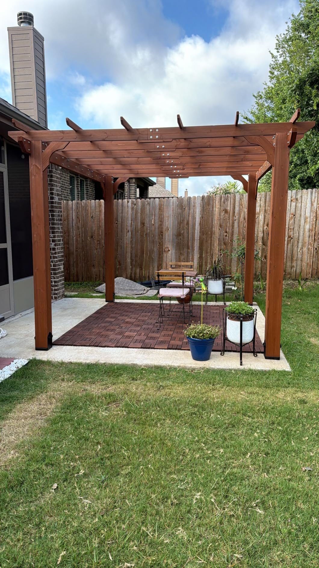 BlueWish 10' x 12' Patio Pergola, Cedar Wood Pergolas with Solid Structure, Pergola Kits, Outdoor Pergolas and Gazebos with Slatted Trellis Roof customer photo 2
