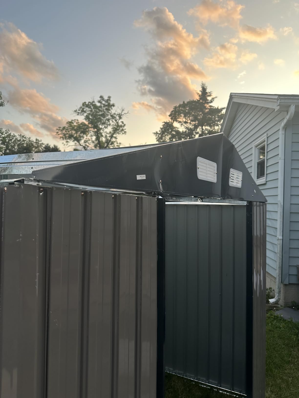 Aoxun 8x6FT Shed with Floor Galvanized Steel Outdoor Storage Shed Metal Garden Shed with Double Doors, Moisture-Proof Floor & Ventilation, Sloped Roof for Bike/Generator/Tool Storage (Brown) customer photo 1