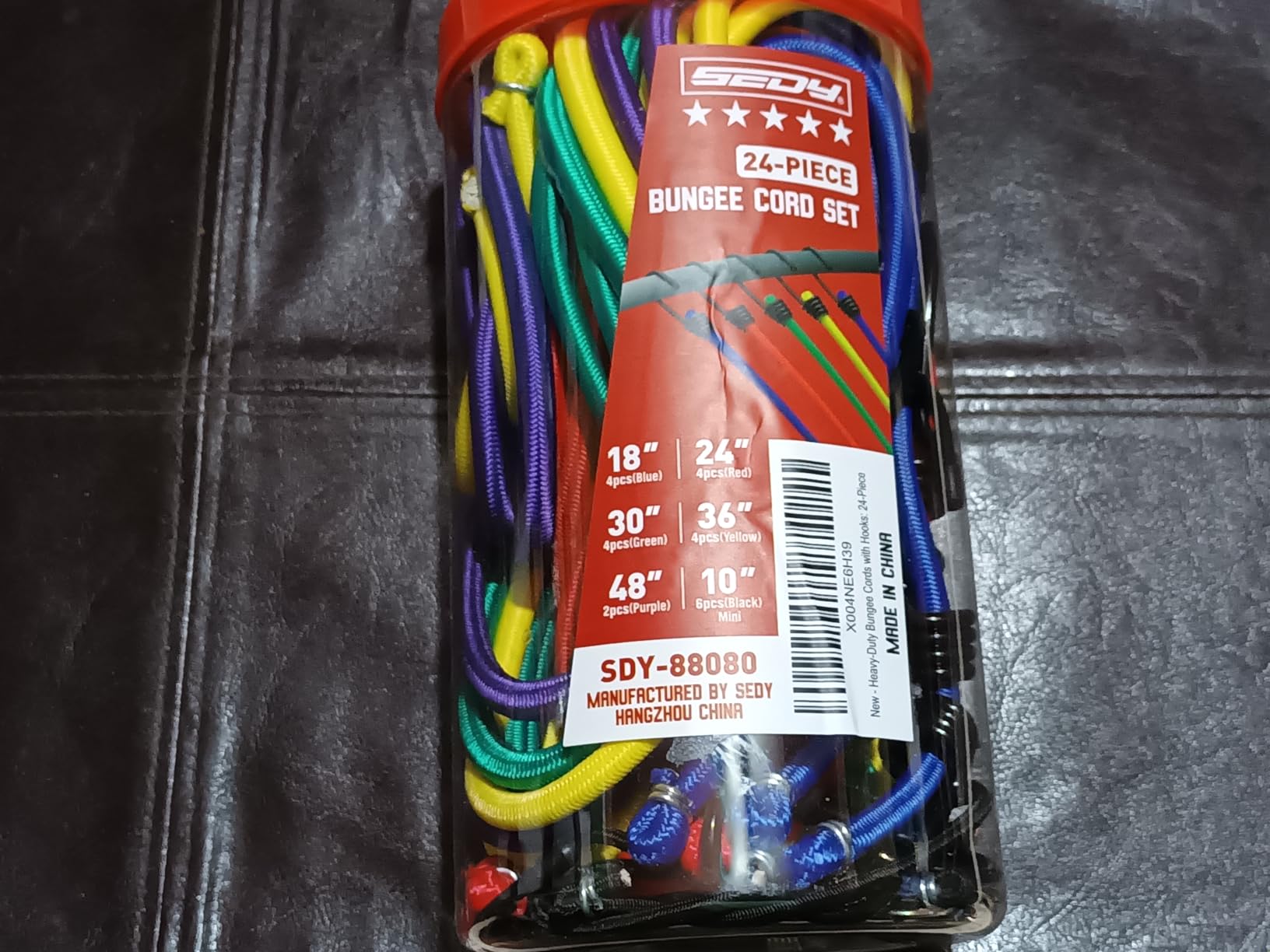 24-Piece Premium Bungee Cords Heavy Duty Outdoor, Bungee Cords with Hooks in a Storage Jar Includes 10