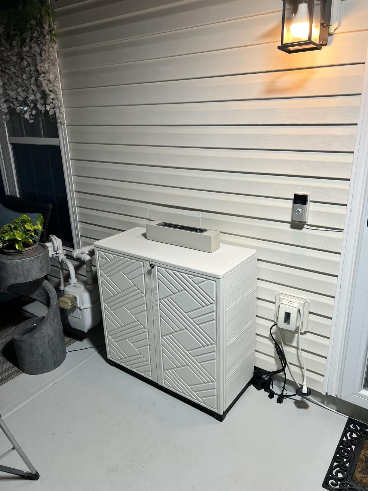 ADDOK Outdoor Storage Cabinet, 60 Gallon Waterproof Resin Patio Storage Cabinet with 1 Adjustable Metal Shelf, Upright Outdoor Cabinet for Garden Tools, Pool Supplies, Toys, Porch and Garage customer photo 1