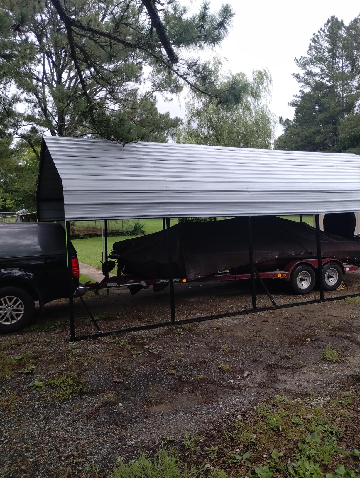 Garveelife 20 ft x20 ft x13 ft Metal Carport for 2 Cars, Heavy Duty Steel Frame for All Weather, Permanent Shelter for Boats, Full-Sized Pickup Trucks, and Tractors, N.W. 800 LBS customer photo 2