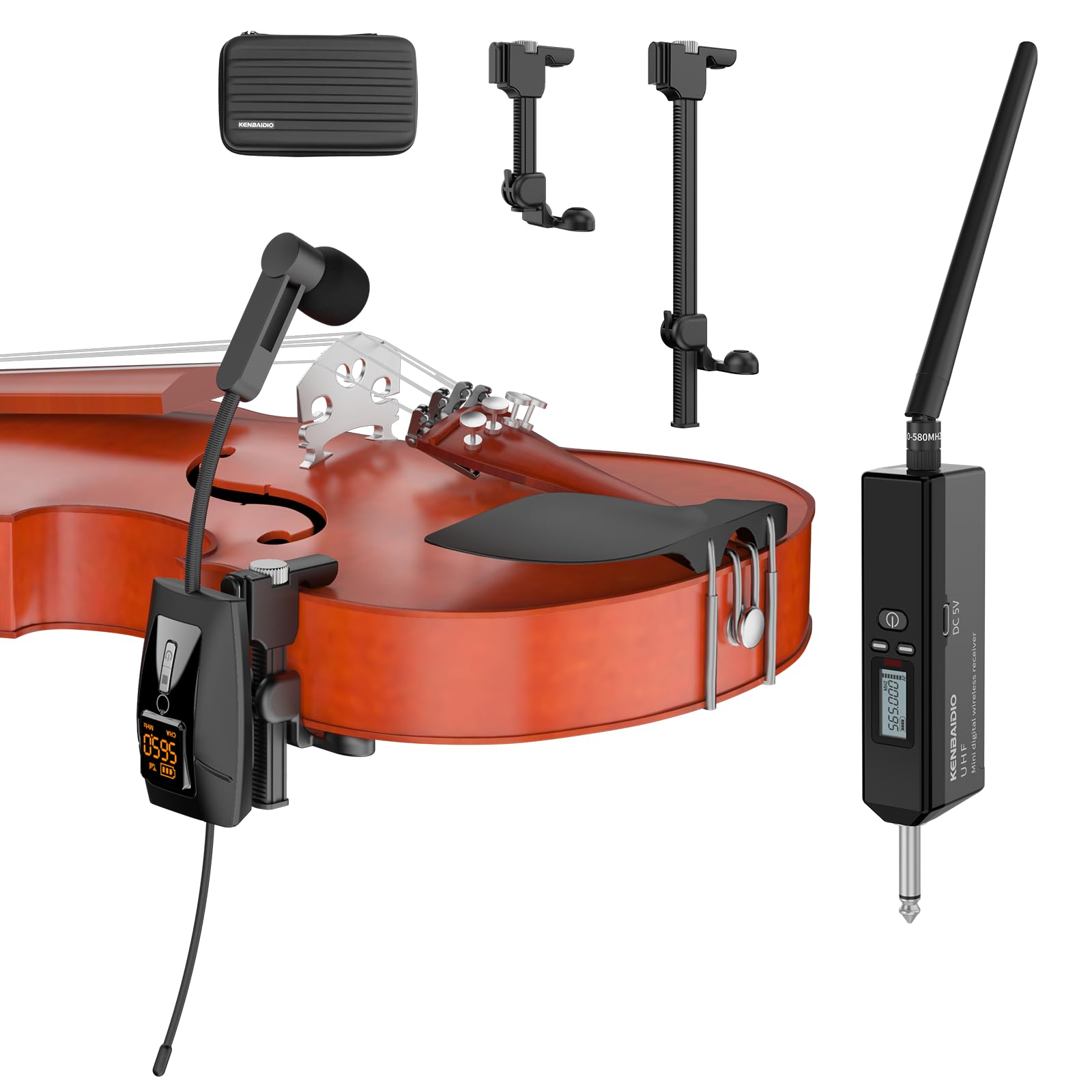UHF Wireless Violin Cello Microphone System, Violin Pickup Clip-on Instrument Microphones with Transmitter and Receiver for Musicians, Teachers, Stage Performances, Active PA Systems, 196ft Range customer photo 1