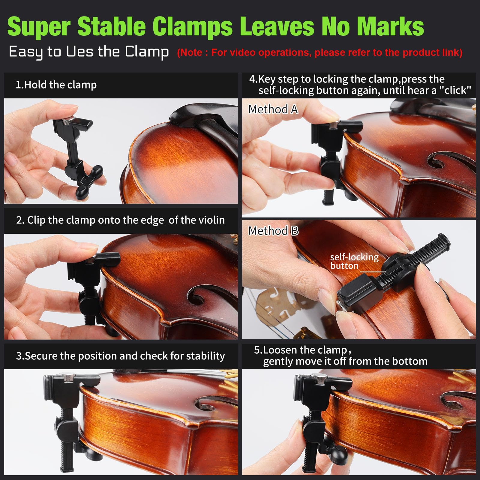 UHF Wireless Violin Cello Microphone System, Violin Pickup Clip-on Instrument Microphones with Transmitter and Receiver for Musicians, Teachers, Stage Performances, Active PA Systems, 196ft Range customer photo 2