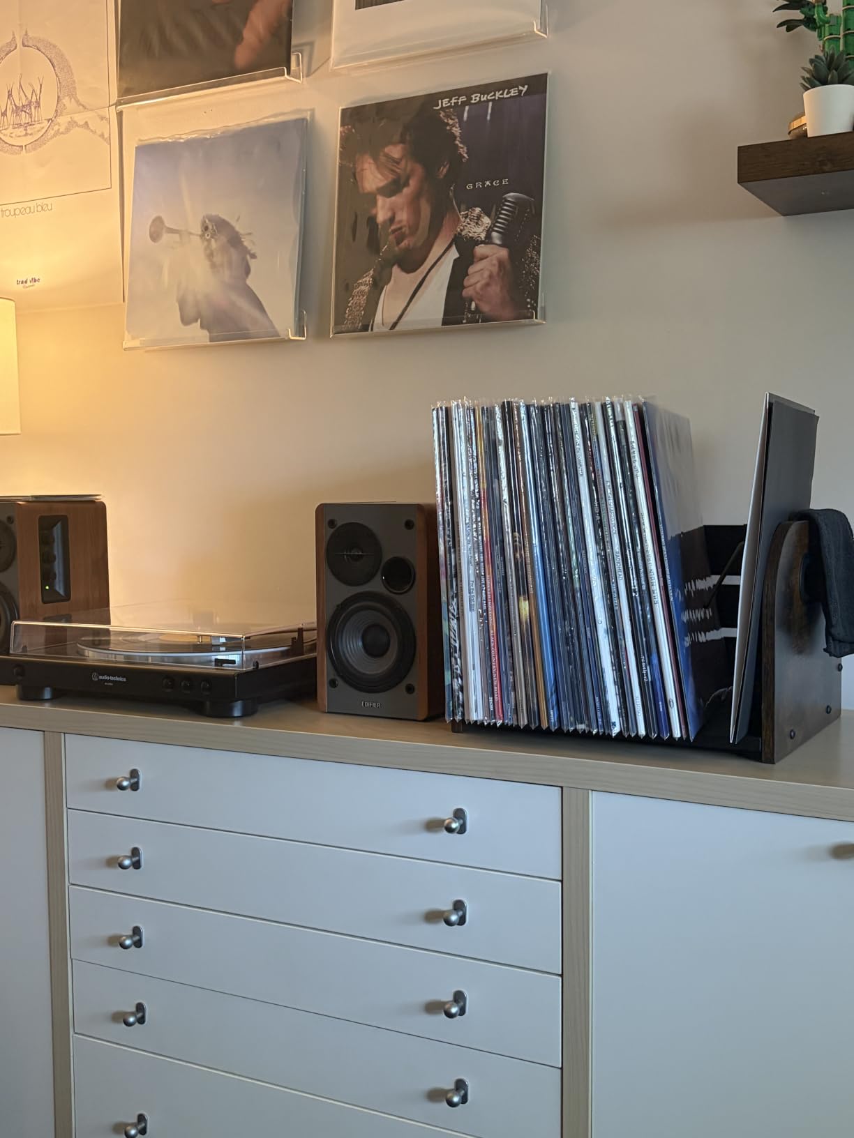 RUILALIFE 2-Tier Vinyl Record Storage Holder With Dividers, Metal Album storage for vinyl records display Shelf, Vintage 160-200 LP Storage Shelf Stand customer photo 1