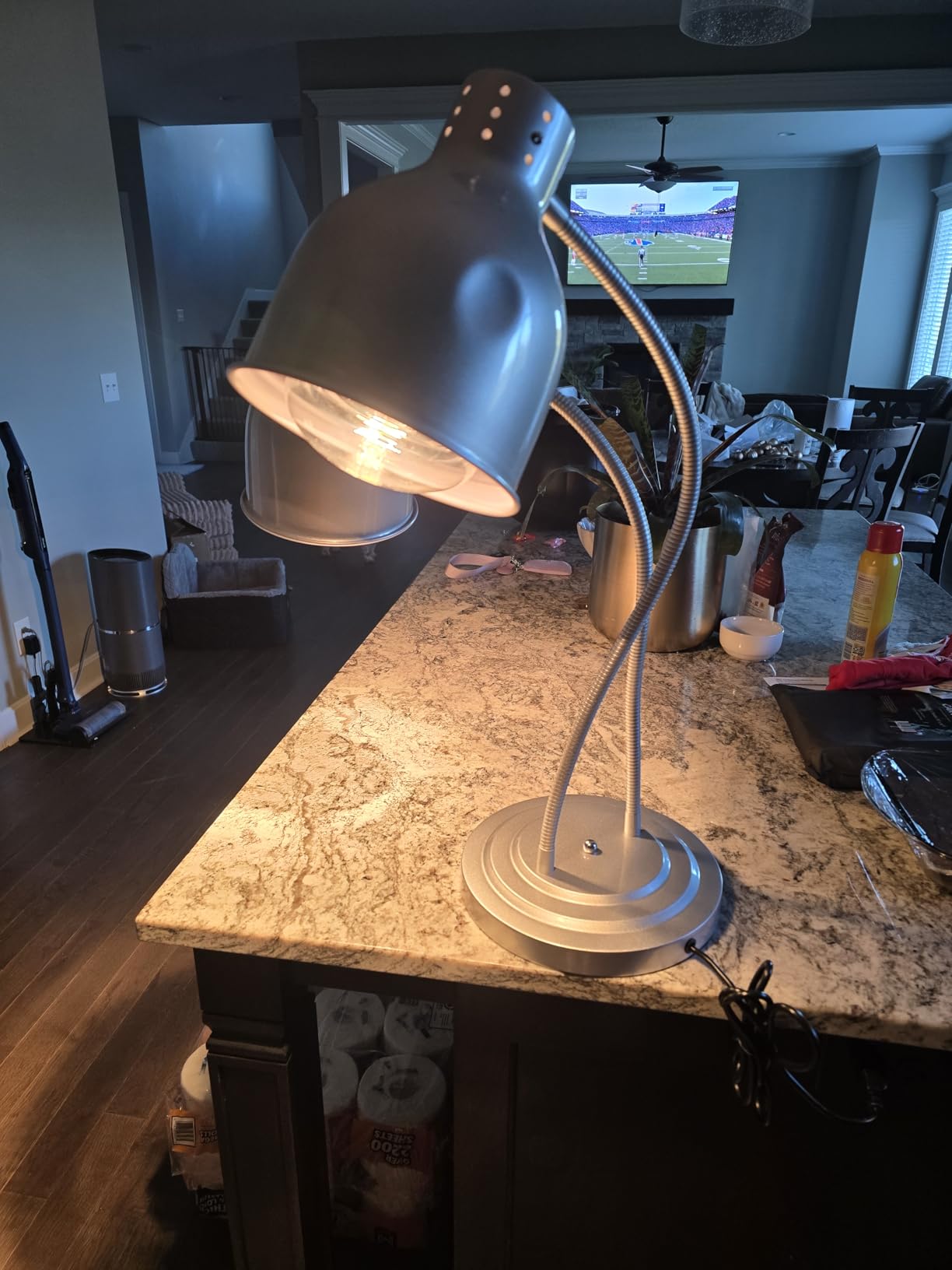 Food Heat Lamp, Heating Lamp with Flexible Arm, 250W Bulb x 3-5000 Hours Rated, Commercial Food Warmers for Buffet, Parties, Fast Food, (Sliver) customer photo 2
