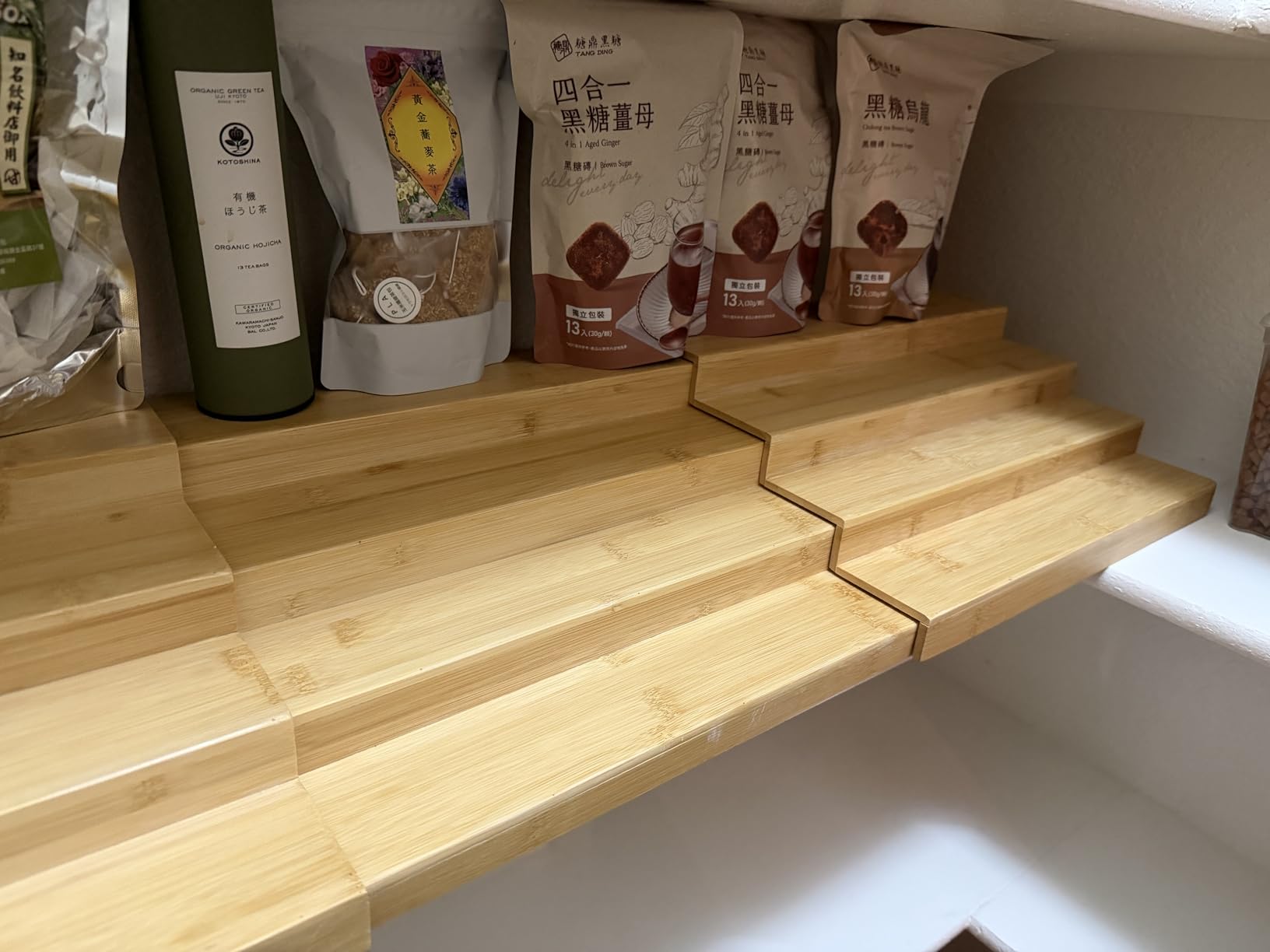 Expandable Bamboo Can Rack Organizer for Pantry, 3-Tier Adjustable Can Storage Holder, Soda Organizer Holds Up to 24 Cans, Canned goods Storage Display for Pantry, Cabinet, Countertop customer photo 2