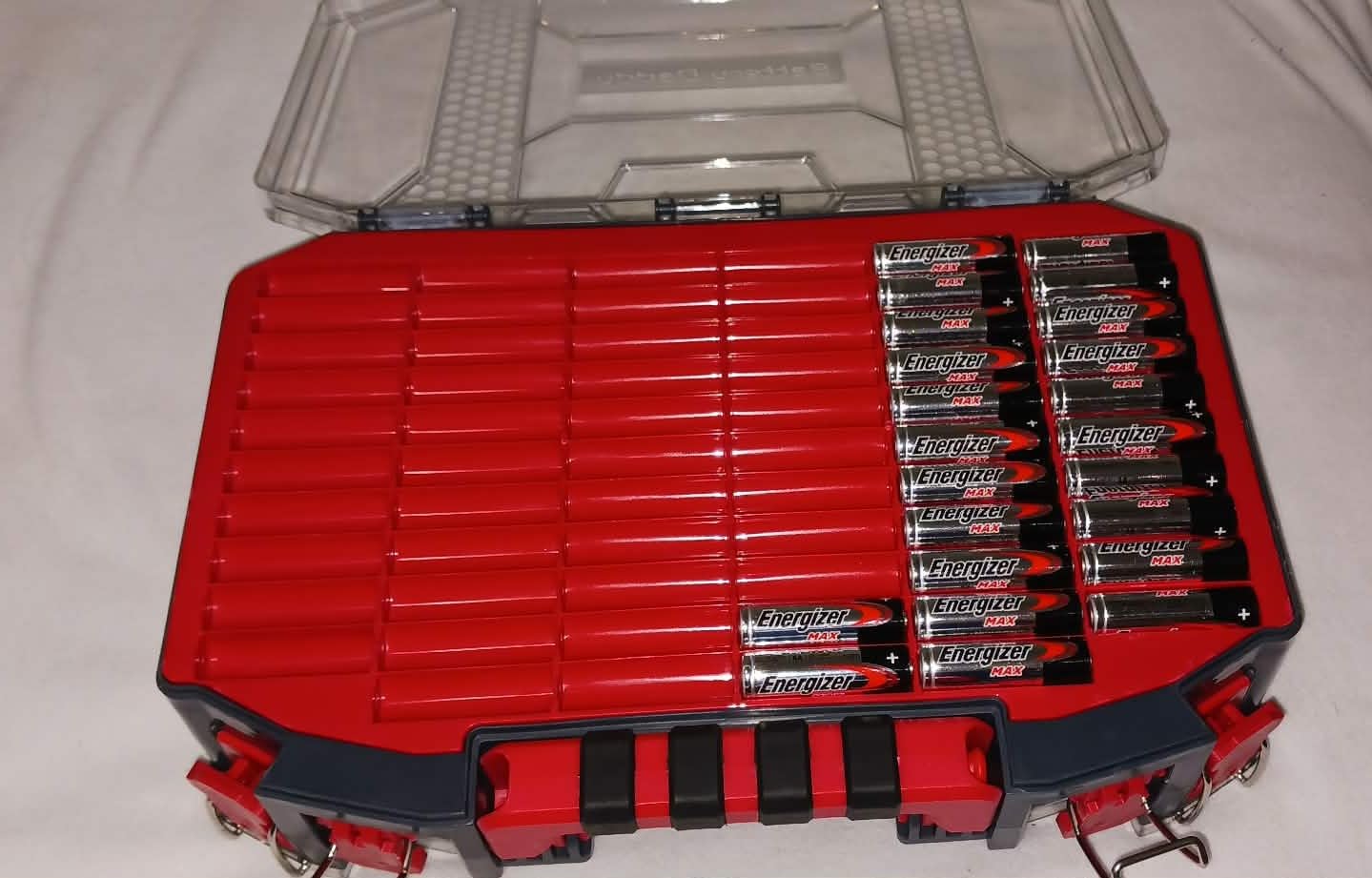 Battery Daddy Storage & Organizer Case w/Light and Tester, Stores & Protects Over 200 Batteries, Double-Sided, Clear Locking Lid, Secure Latches & Portable Handle- Black (Batteries Not Included) customer photo 2