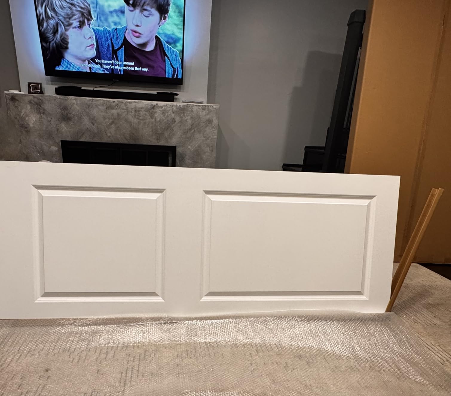 BARNSMITH 30x80 in Raised 2-Panel Square Top Smooth White Primed Molded Door Slab, Paintable Hollow Core Interior Door Panel, for Swing, Pocket, Sliding Door, Durable and Lightweight customer photo 1