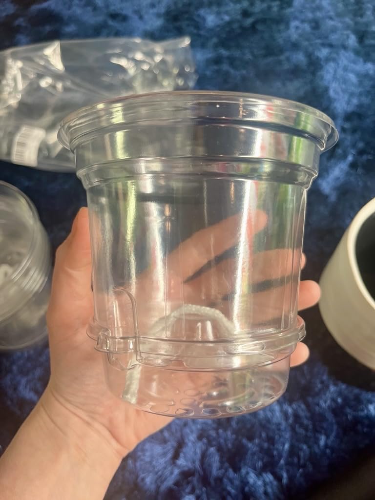 MIXC 18 Packs 6.5/5/4 Inch Self Watering Pots for Indoor Plants - Clear Nursery Plant Pots with Drainage, Deep Visible Reservoir - Flower Planter Outdoor with Wicking Rope customer photo 1