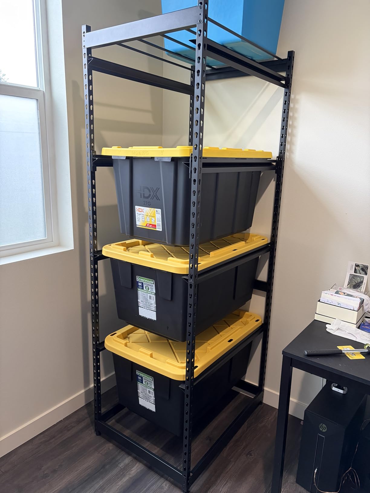 27 Gallon Tote Storage Rack, Heavy-Duty Storage Bin Rack Organizer, 5-Tier Standing Storage Bin Shelves, 250 lb Capacity, Maximize Space for Garage, Warehouse, Utility, 1 Pack Pro (Totes Not Included) customer photo 2