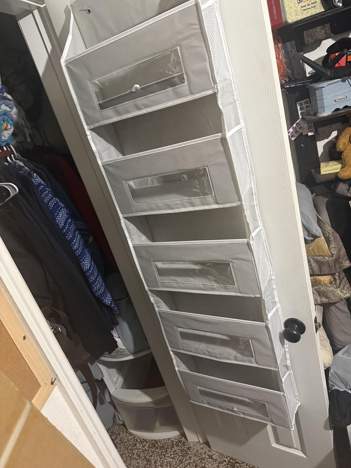 Simple Houseware Extra Large Heavy Duty Over the Door Organizer with 10 Clear Window Pockets, 80 lbs Capacity for Pantry, Closet, Bathroom, Gray customer photo 1