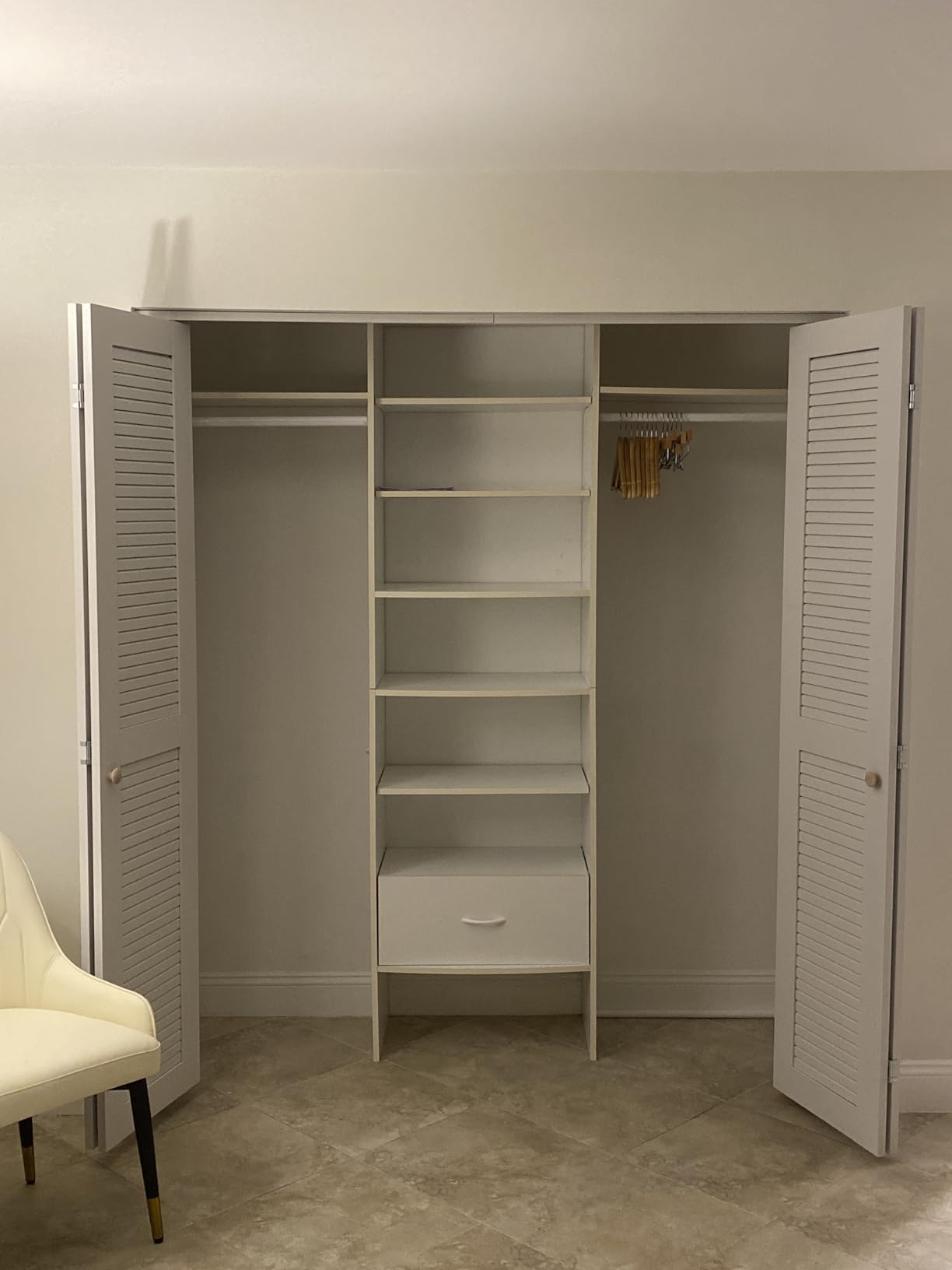 SMARTSTANDARD 32x80 Inch Louvered Bifold Closet Door, Pre-Assembled Folding Doors with Complete Hardware Kit, Easy Installation for Bedroom & Pantry, White MDF PVC Surface customer photo 1