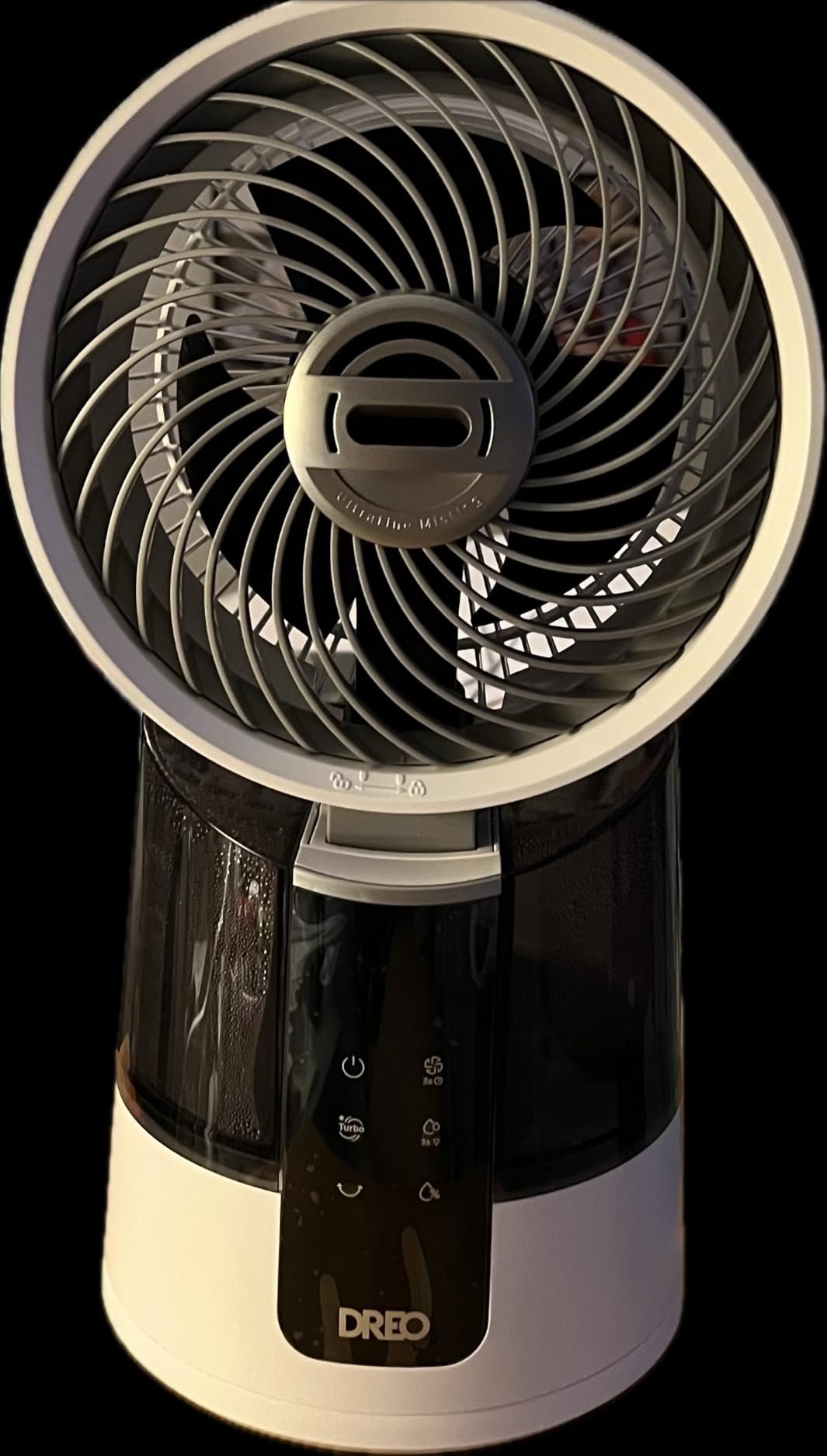 DREO TurboCool Misting Fan 516, 5°F Drop Cooling Fans that Blow Cold Air, 150°+30° Omni-directional Oscillating, Evaporative Air Cooler, 26 ft/s Wind, Ultrafine Mist, 20dB 6 Speeds 2 Modes, White customer photo 1