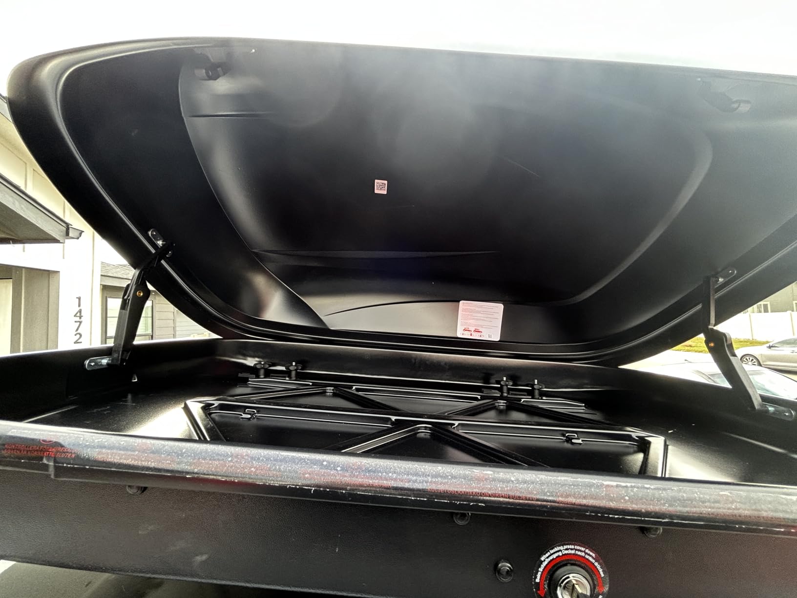 DNA MOTORING Rooftop Cargo Box, 13 Cubic Ft 110 lbs Capacity, Car Top Cargo Carrier Hard Shell Weatherproof Lockable Heavy Duty Car Top Storage Case Roof Box, 56.3