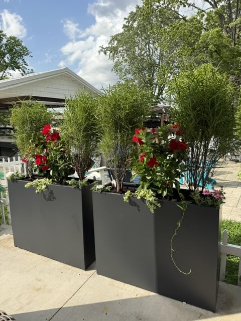 Set of 2 Tall Metal Planter Box for Outdoor Plants, 14