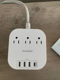 One Beat Power Strip with USB C, 3 Outlets 4 USB Ports, 6ft Short Braided Extension Cord, 22.5W Desktop Charging Station, Flat Plug, Non Surge Protector, Cruise Ship Travel Compact, ETL Listed, Black customer photo 2