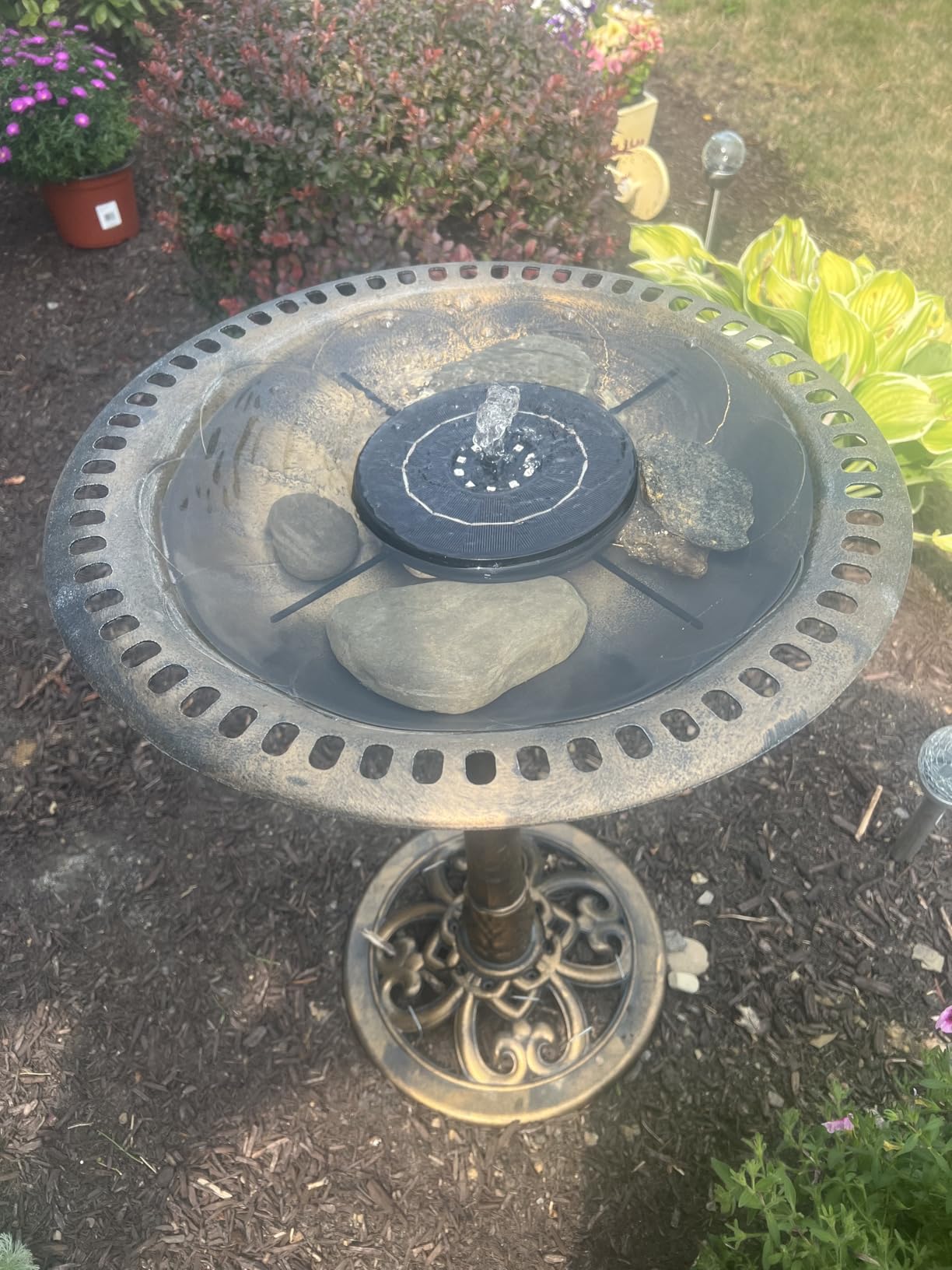 Backyard Expressions Outdoor Garden Bird Bath - Mint Green - Weather Resistant Polyresin - 27 Inch customer photo 2